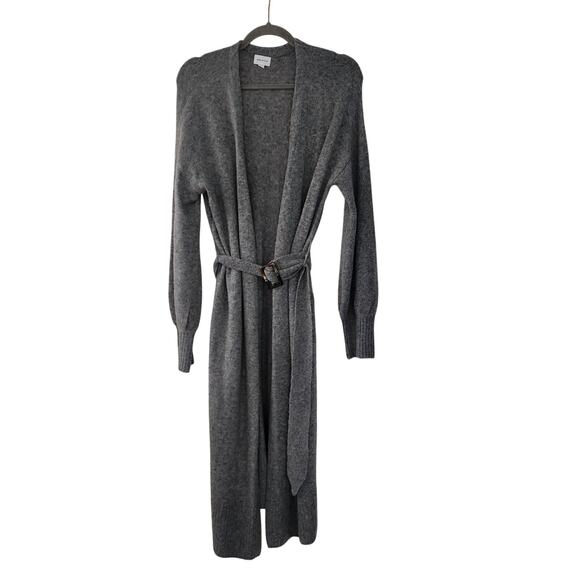 Song of Style Revolve Tommy Cardigan long maxi duster in heather Grey belted - Picture 2 of 10